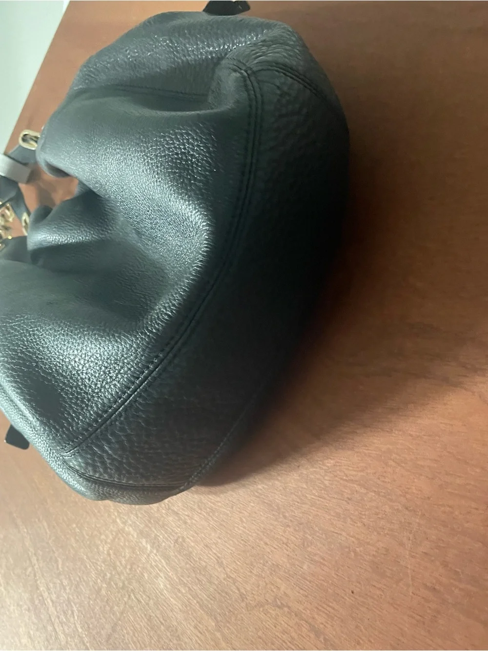 Wow! Michael Kors Black Leather Shoulder Hobo with Gold Logo Charm